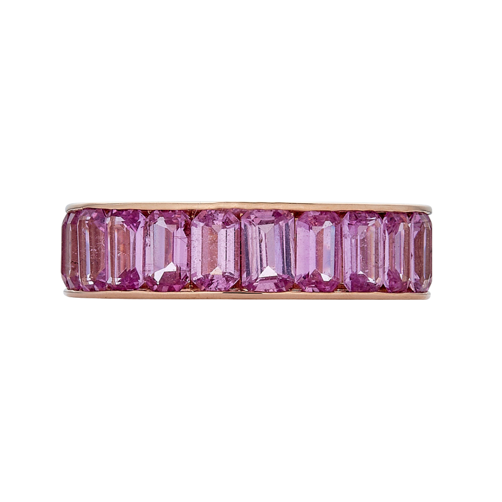 Rose Gold Eternity Channel Set Band - Pink Sapphire