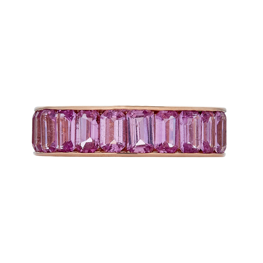Rose Gold Eternity Channel Set Band - Pink Sapphire
