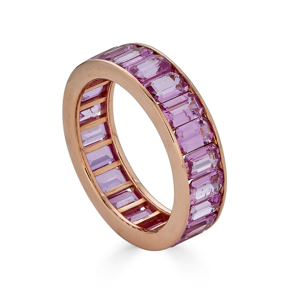 Rose Gold Eternity Channel Set Band - Pink Sapphire