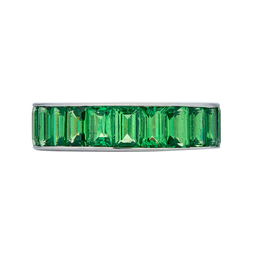 White Gold Eternity Channel Set Band - Tsavorite