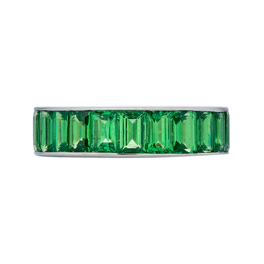 White Gold Eternity Channel Set Band - Tsavorite