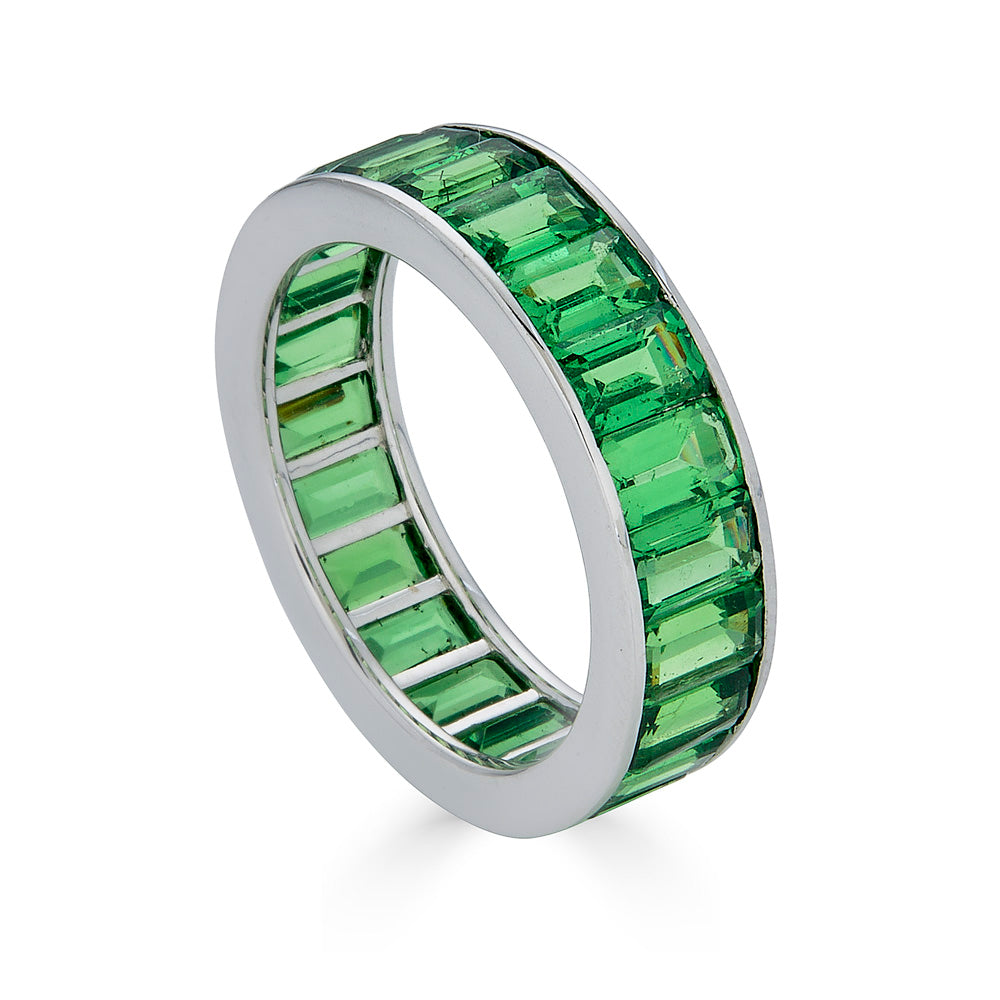 White Gold Eternity Channel Set Band - Tsavorite