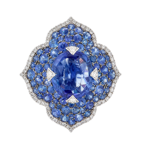 White Gold Pasha Ring - Blue Sapphire