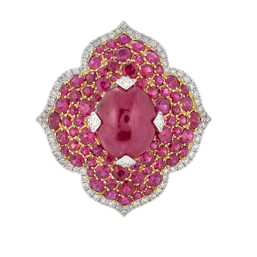White Gold Pasha Ring - Ruby