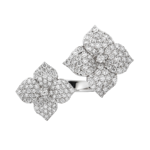 White Gold Fiore Double Flower Ring