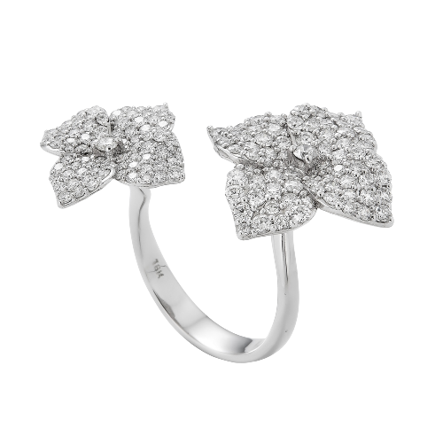 White Gold Fiore Double Flower Ring