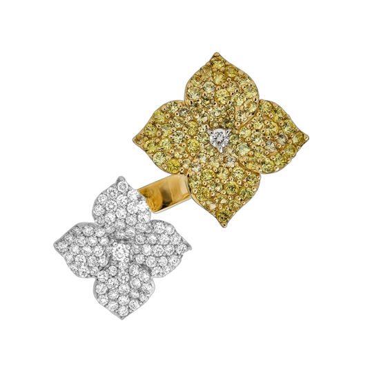 Yellow Gold Fiore Double Flower Ring - Yellow Sapphire