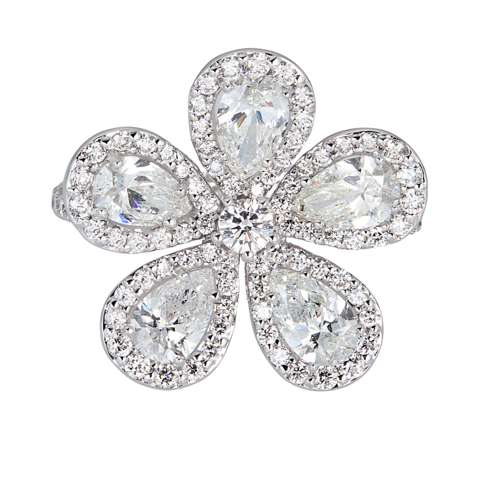 White Gold Classic Flower Ring