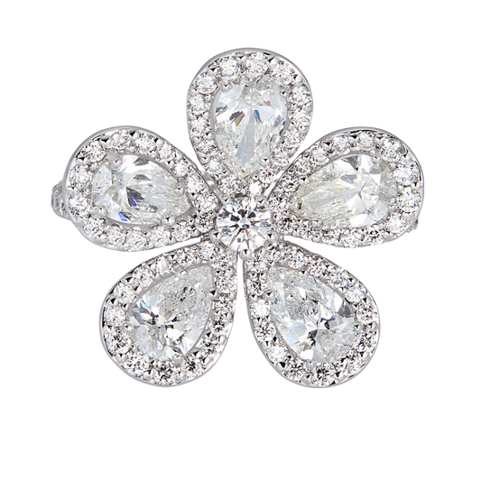 White Gold Classic Flower Ring