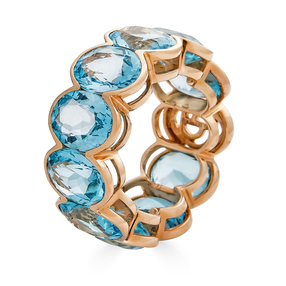 Rose Gold Pietra Oval Eternity Band - Blue Topaz