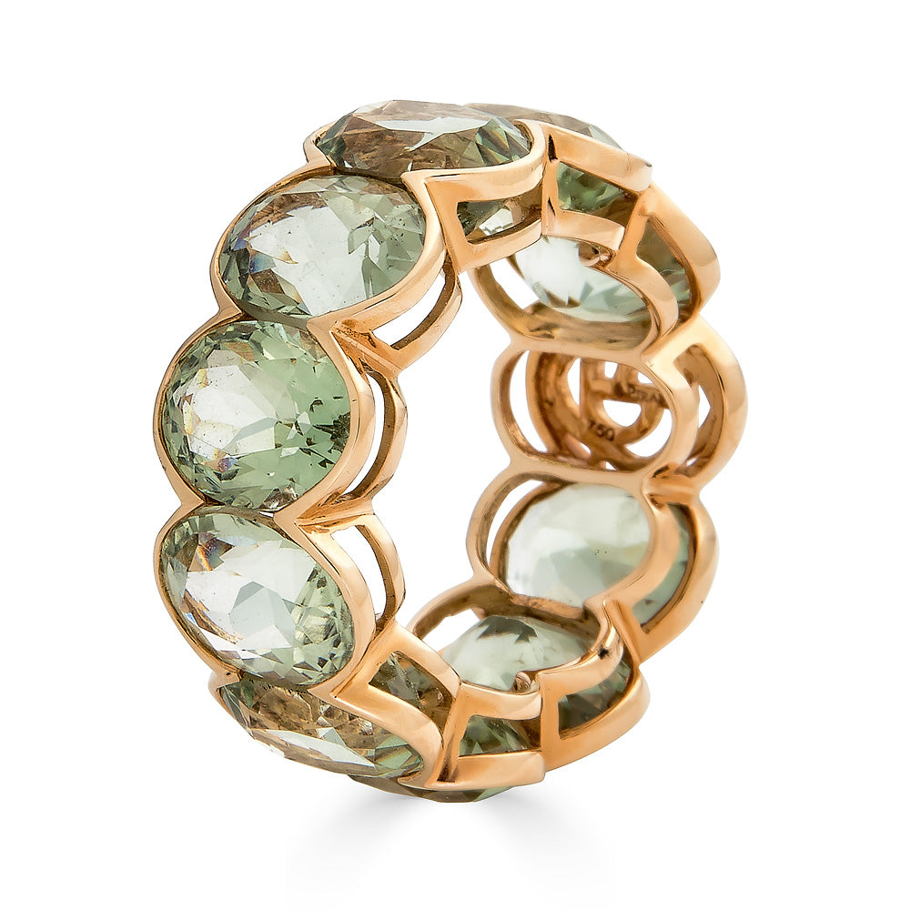 Rose Gold Pietra Oval Eternity Band - Green Amethyst