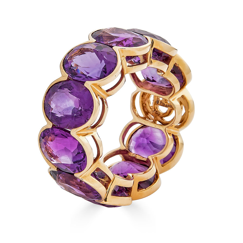 Rose Gold Pietra Oval Eternity Band - Amethyst