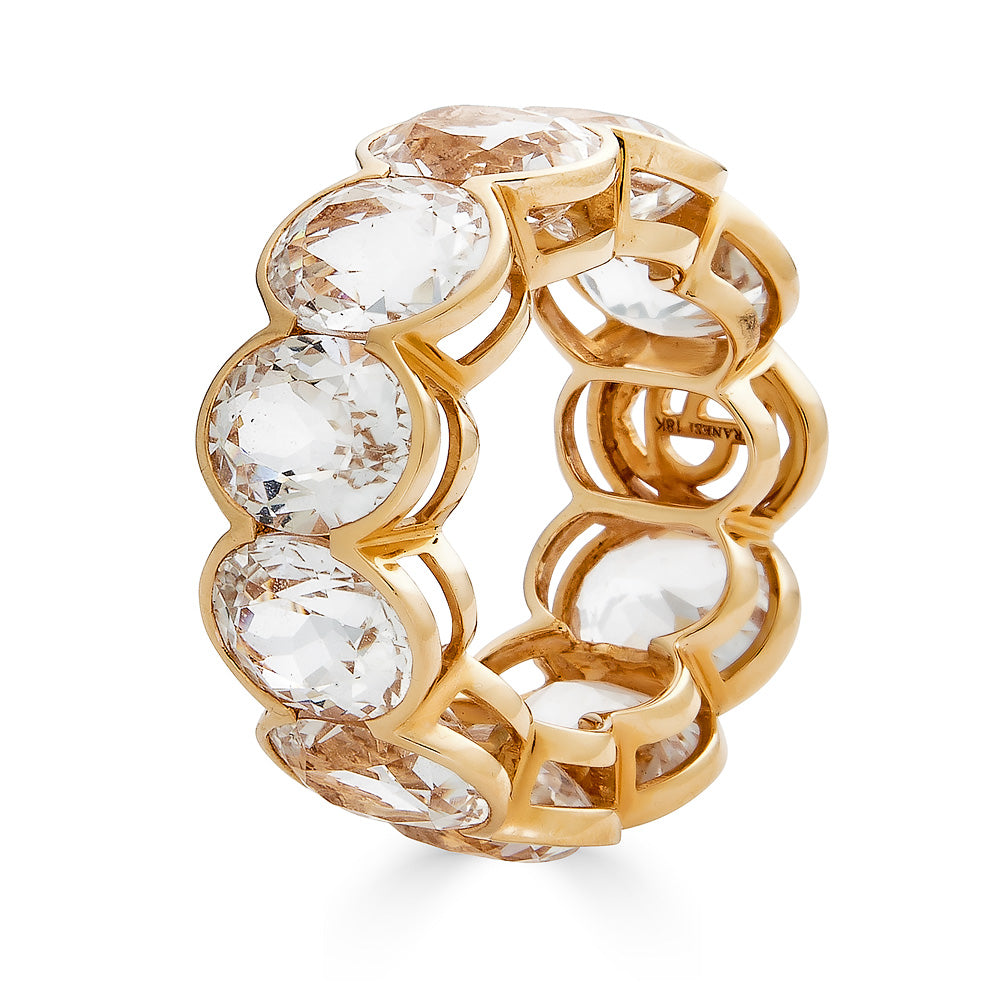 Rose Gold Pietra Oval Eternity Band - White Topaz