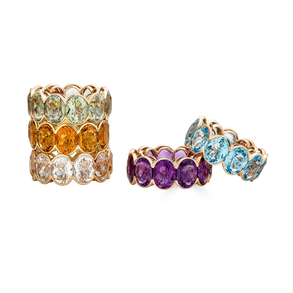 Rose Gold Pietra Oval Eternity Band - White Topaz