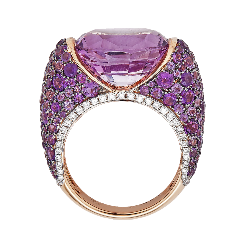 Rose Gold Pietra Bridge Ring - Amethyst
