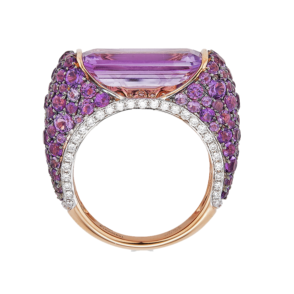 Rose Gold Pietra Bridge Ring - Amethyst