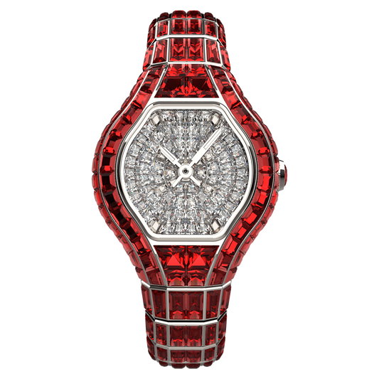 City Glamour Ruby White Gold Watch