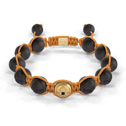 Yellow Gold & Ceramic 10mm Bead Braided Bracelet
