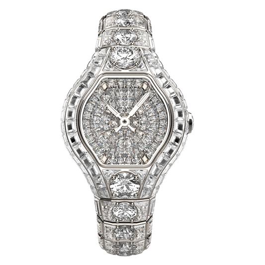 City Glamour Diamond & Diamond Center White Gold Watch