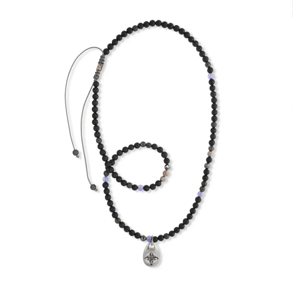 6mm Non-Braided Shamballa Necklace with Dogtag Pendant