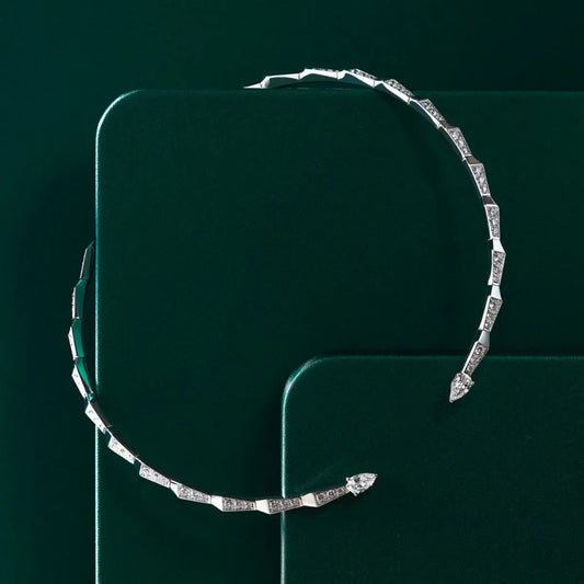Spike Open Full Pave Diamond Choker - White Gold