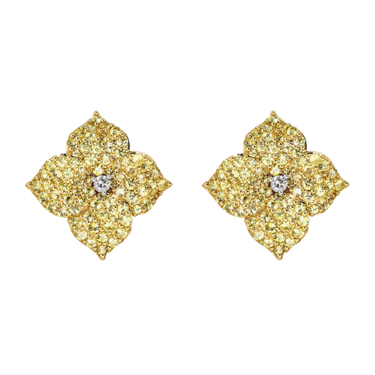 Yellow Gold Fiore Large Flower Earrings - Yellow Sapphire