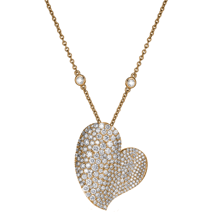 Yellow Gold Wave Heart Large Necklace