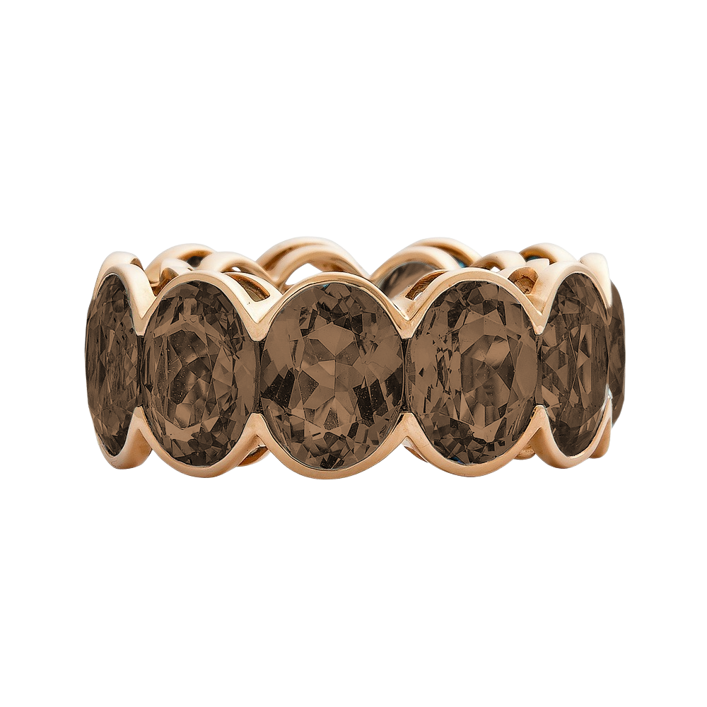 Rose Gold Pietra Oval Eternity Band - Smokey Quartz