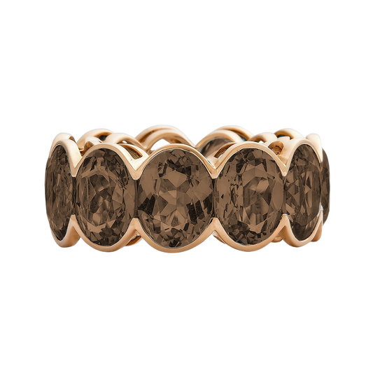Rose Gold Pietra Oval Eternity Band - Smokey Quartz