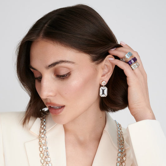 Rose Gold Pietra Drop Earrings - Smokey Quartz