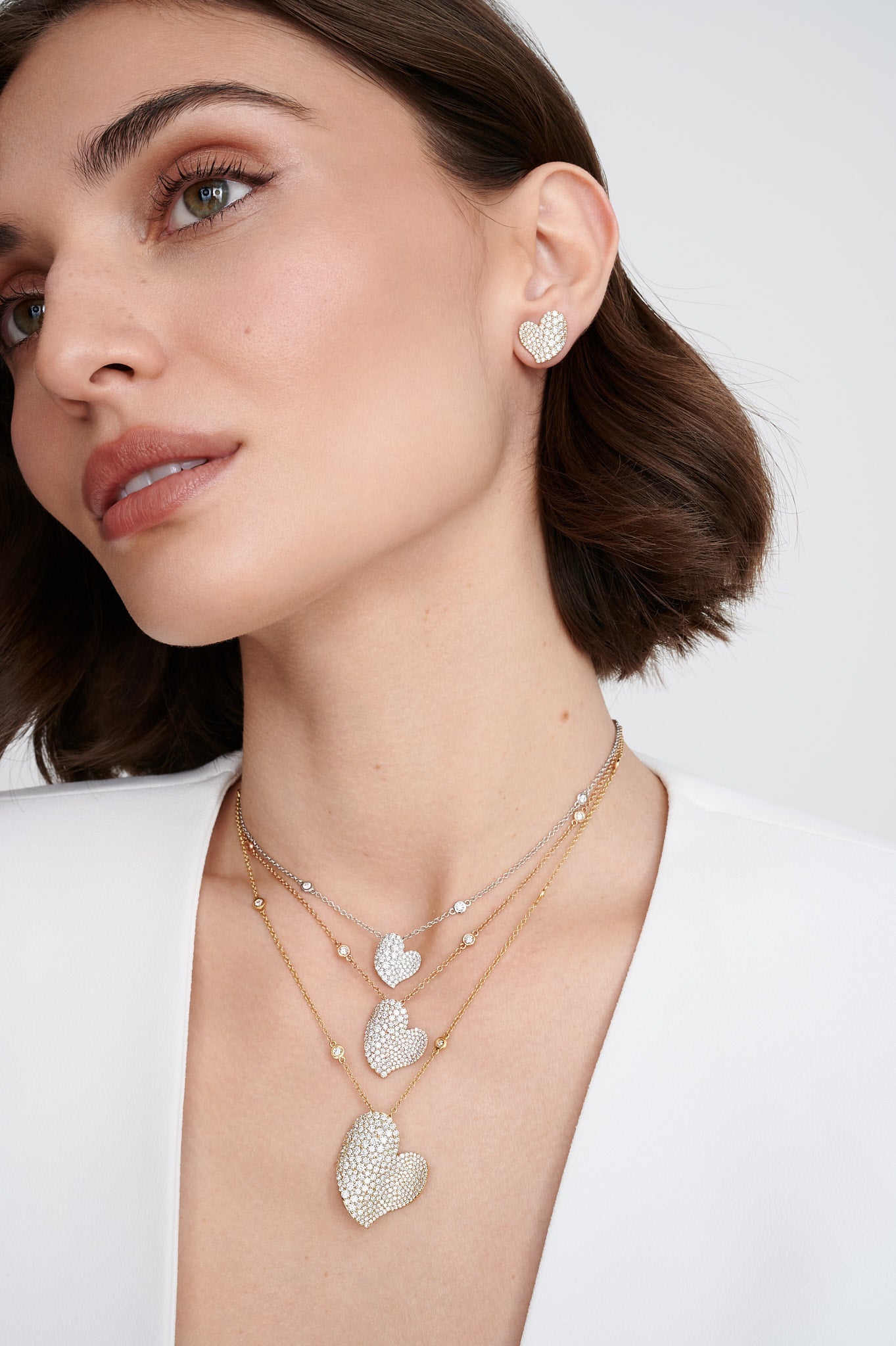 Rose Gold Wave Heart Large Necklace