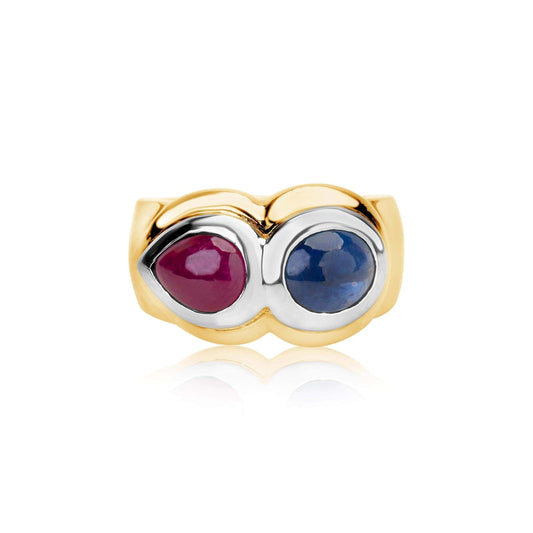 Yellow Gold Ruby And Sapphire Ring by Andreoli Image 1